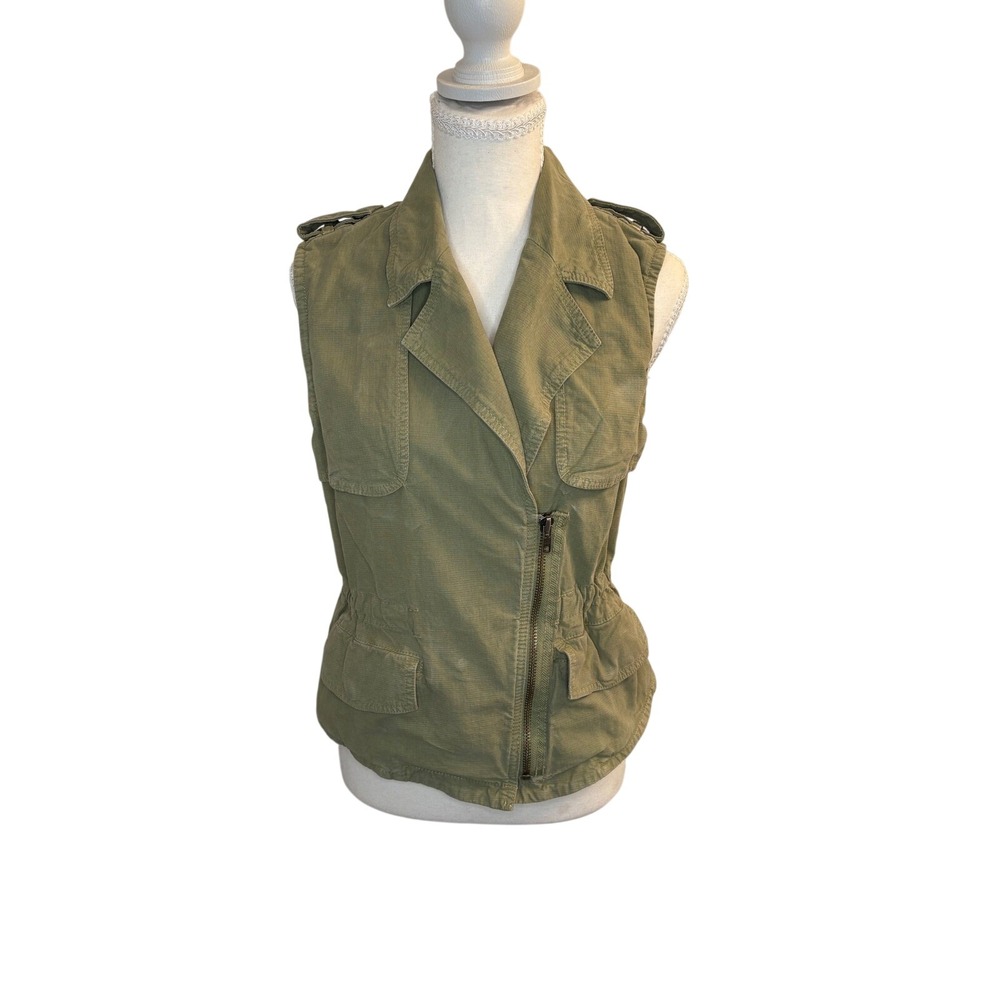 Madewell Womens Olive Green Utility Vest Full Zip Ripstop Military Jacket Small